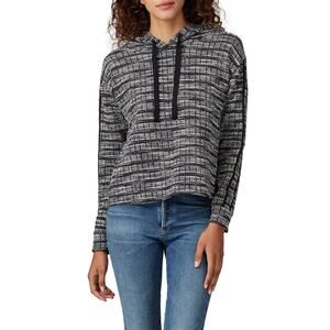 B Collection By Bobeau Jackie Grey Black Jacquard Knit Hooded Pullover Size XL